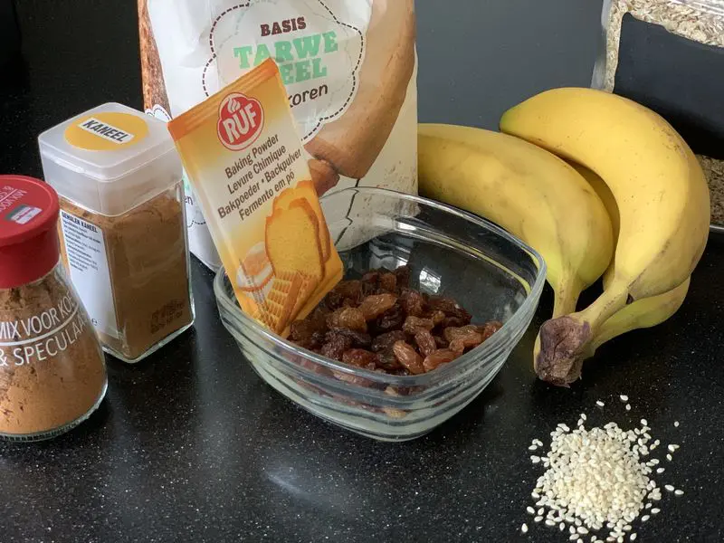 Ingredienten gezonde bananen koekjes