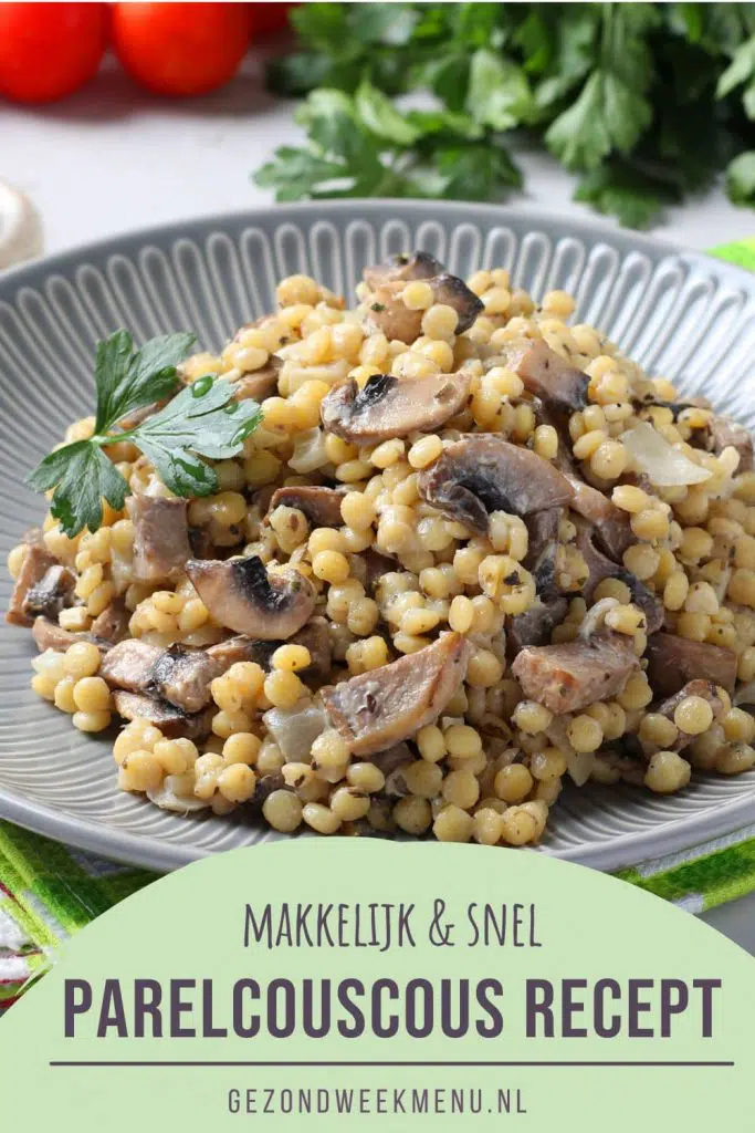 Zoek je een lekker parelcouscous recept? Dit gerecht met parelcouscous, ricotta, champignons en sjalotjes is makkelijk, snel en smakelijk! #parelcouscous #recept #avondeten