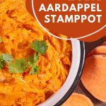 Lekker en makkelijk recept voor zoete aardappel stamppot met spinazie en feta. Boordevol groente en binnen 30 minuten op tafel. #stamppot #zoeteaardappel