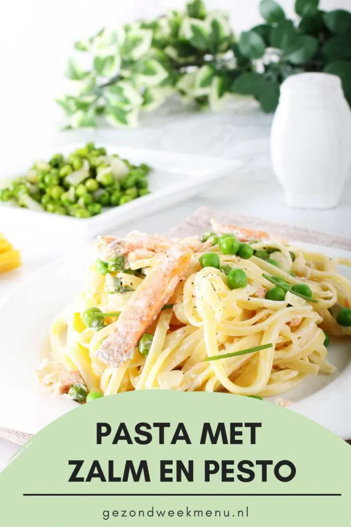 Heerlijke pasta pesto zalm recept met lekker veel groene groenten. Een snel en simpel pasta pesto recept dat binnen 20 minuten op tafel staat.