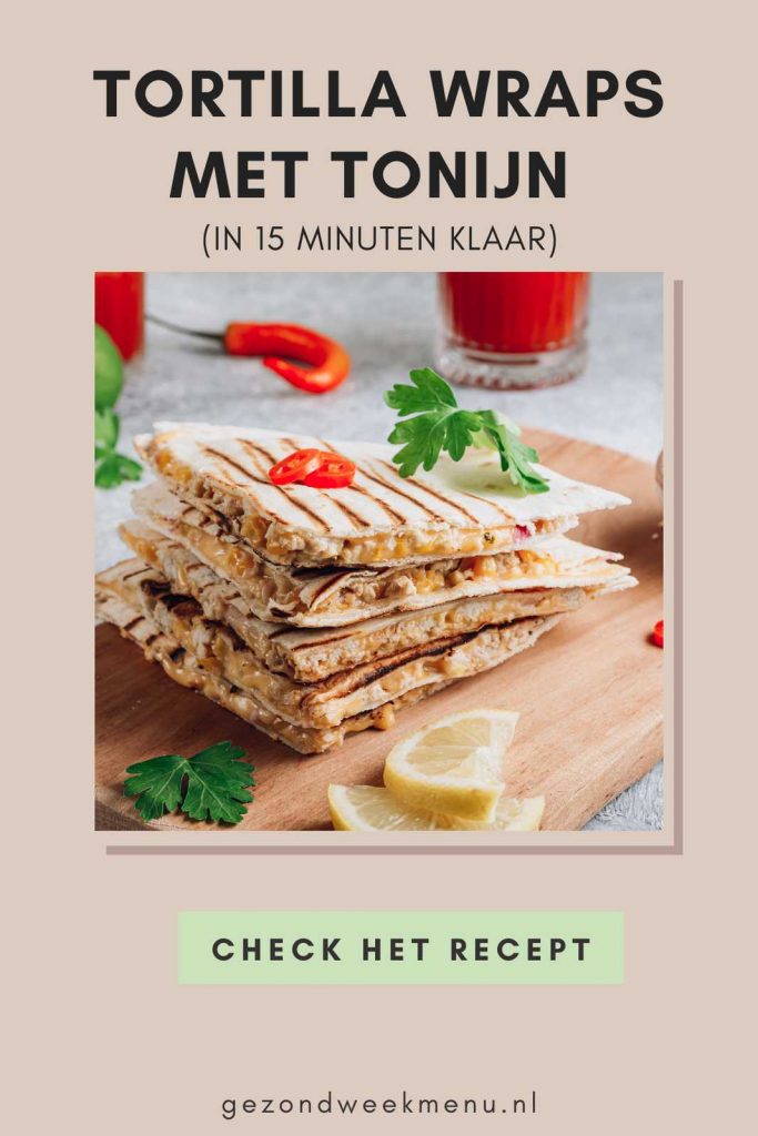 Makkelijk recept voor wraps met tonijn en mais. Deze tonijn wraps zijn perfect als lunch of snelle avondmaaltijd op drukke dagen. Serveer de wraps met tonijn en kaas met een frisse groene salade.