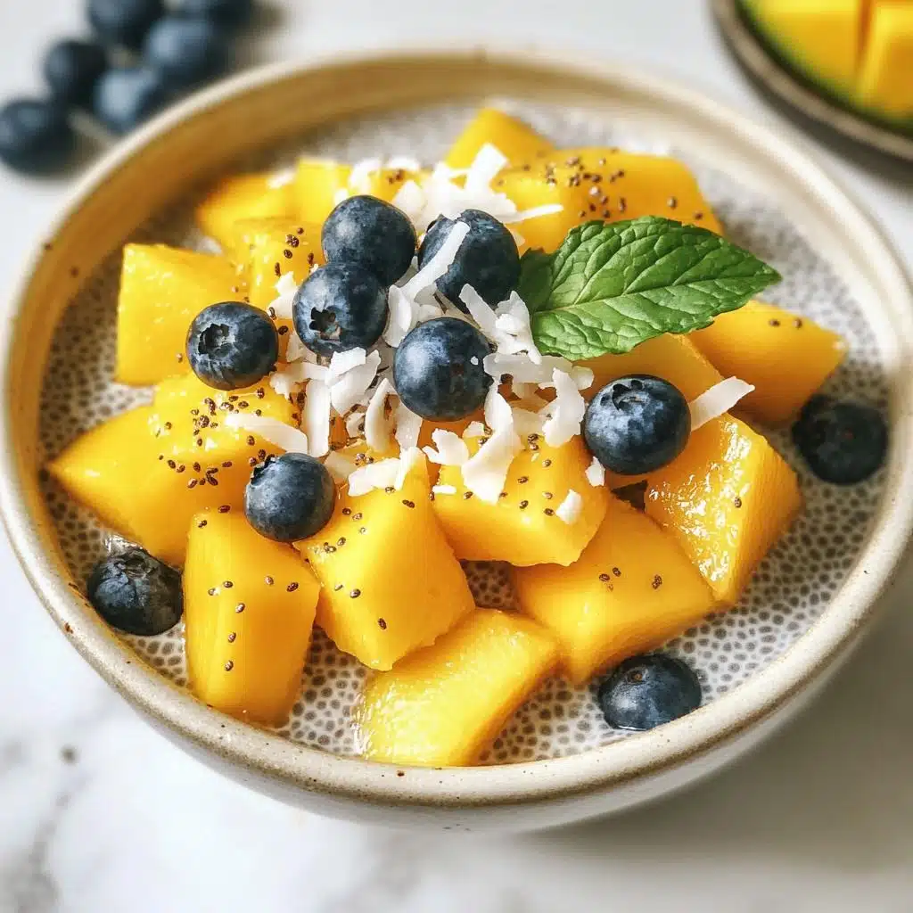 Chia pudding Bowl met Mango en Kokossnippers